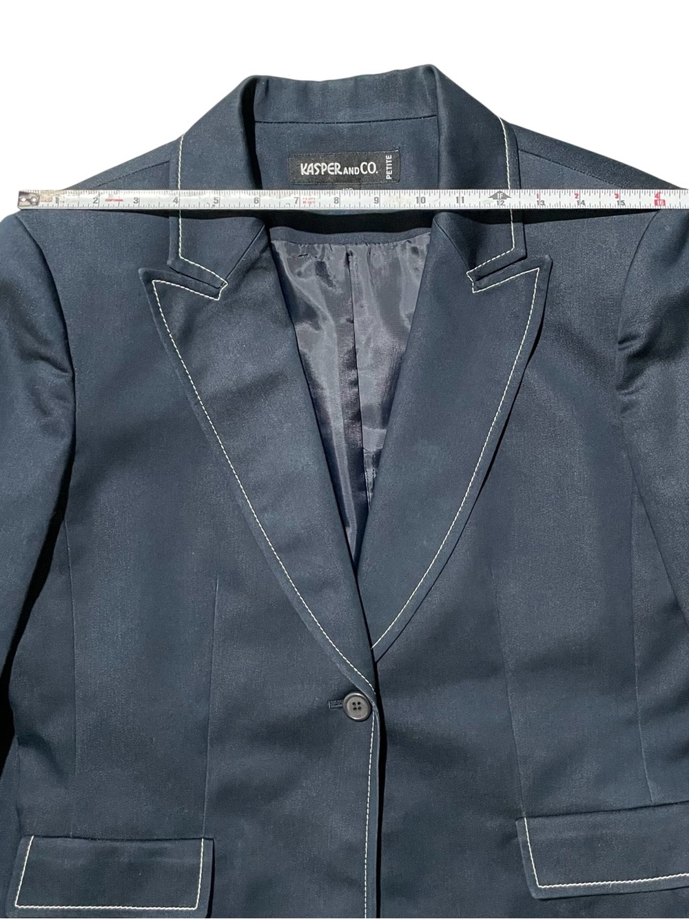 KASPER Blue Blazer Jacket 12 Large Petite - Picture 9 of 11